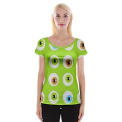 Eyes Background Structure Endless Women s Cap Sleeve Top by Nexatart