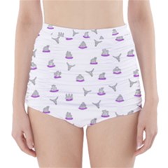 Cactus Pattern High-waisted Bikini Bottoms by ValentinaDesign