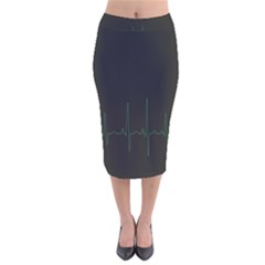 Heart Rate Line Green Black Wave Chevron Waves Velvet Midi Pencil Skirt by Mariart