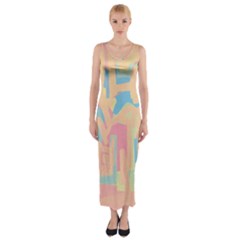 Abstract Art Fitted Maxi Dress by ValentinaDesign