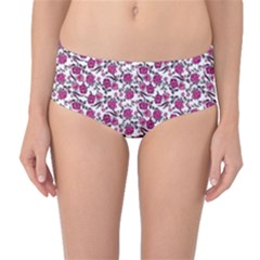 Roses Pattern Mid-waist Bikini Bottoms by Valentinaart