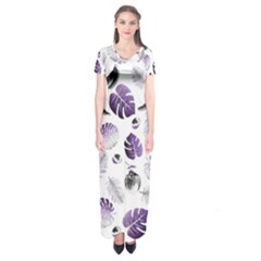 Tropical Pattern Short Sleeve Maxi Dress by Valentinaart