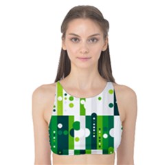 Generative Art Experiment Rectangular Circular Shapes Polka Green Vertical Tank Bikini Top by Mariart