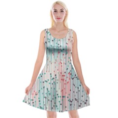 Vertical Behance Line Polka Dot Grey Pink Reversible Velvet Sleeveless Dress by Mariart