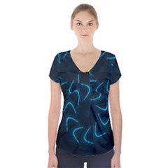 Background Abstract Decorative Short Sleeve Front Detail Top