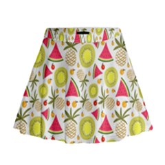Summer Fruits Pattern Mini Flare Skirt by TastefulDesigns