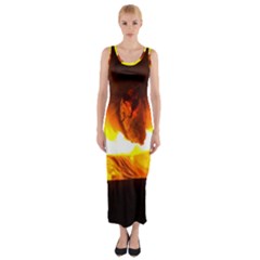 Fire Rays Mystical Burn Atmosphere Fitted Maxi Dress by Nexatart