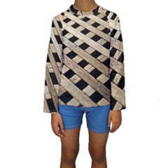 Texture Wood Flooring Brown Macro Kids  Long Sleeve Swimwear by Nexatart