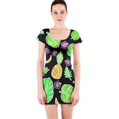 Tropical Pattern Short Sleeve Bodycon Dress by Valentinaart