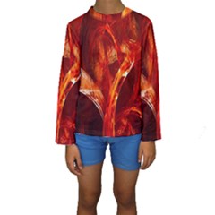 Red Abstract Pattern Texture Kids  Long Sleeve Swimwear by Nexatart
