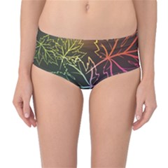 Beautiful Maple Leaf Neon Lights Leaves Marijuana Mid-waist Bikini Bottoms by Mariart