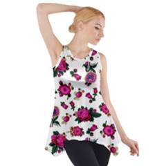 Crown Red Flower Floral Calm Rose Sunflower White Side Drop Tank Tunic by Mariart