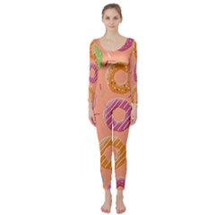 Doughnut Bread Donuts Orange Long Sleeve Catsuit by Mariart