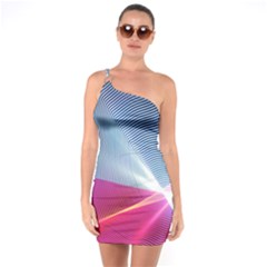 Light Means Net Pink Rainbow Waves Wave Chevron Red One Soulder Bodycon Dress by Mariart
