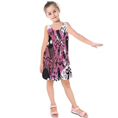 Octopus Colorful Cartoon Octopuses Pattern Black Pink Kids  Sleeveless Dress by Mariart