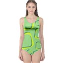 Shapes Green Lime Abstract Wallpaper One Piece Swimsuit View1