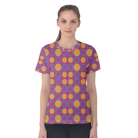Colorful Geometric Polka Print Women s Cotton Tee by dflcprintsclothing