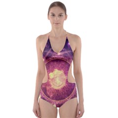 A Gold And Royal Purple Fractal Map Of The Stars Cut-out One Piece Swimsuit by jayaprime
