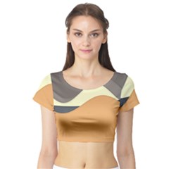 Wave Chevron Waves Material Short Sleeve Crop Top (tight Fit) by Mariart