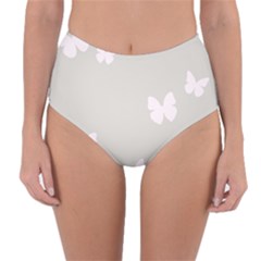 Butterfly Silhouette Organic Prints Linen Metallic Synthetic Wall Pink Reversible High-waist Bikini Bottoms by Mariart