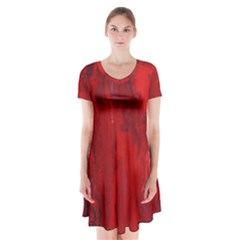 Stone Red Volcano Short Sleeve V-neck Flare Dress by Mariart