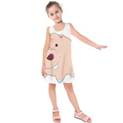 Happy Cartoon Baby Hippo Kids  Sleeveless Dress by Catifornia