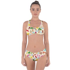 Beach Pattern Criss Cross Bikini Set by Valentinaart