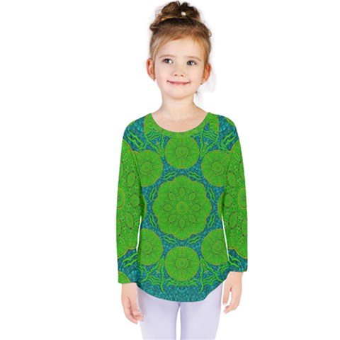 Summer And Festive Touch Of Peace And Fantasy Kids  Long Sleeve Tee by pepitasart