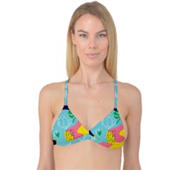 Behance Feelings Beauty Waves Blue Yellow Pink Green Leaf Reversible Tri Bikini Top by Mariart