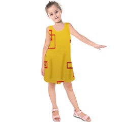 Overlap Squares Orange Plaid Red Kids  Sleeveless Dress by Mariart