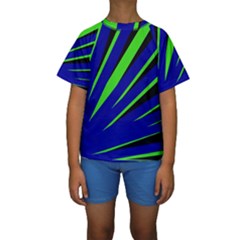 Rays Light Chevron Blue Green Black Kids  Short Sleeve Swimwear by Mariart