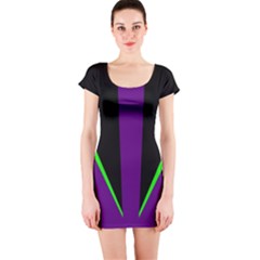 Rays Light Chevron Purple Green Black Line Short Sleeve Bodycon Dress by Mariart