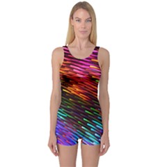 Rainbow Shake Light Line One Piece Boyleg Swimsuit by Mariart