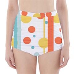 Stripes Dots Line Circle Vertical Yellow Red Blue Polka High-waisted Bikini Bottoms by Mariart