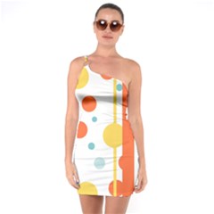 Stripes Dots Line Circle Vertical Yellow Red Blue Polka One Soulder Bodycon Dress by Mariart