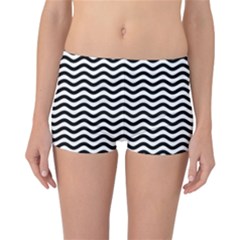 Waves Stripes Triangles Wave Chevron Black Reversible Boyleg Bikini Bottoms by Mariart