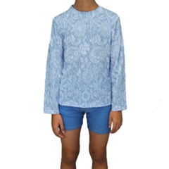 Vintage Morris Floral Blue Kids  Long Sleeve Swimwear by pixeldiva