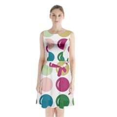 Brights Pastels Bubble Balloon Color Rainbow Sleeveless Waist Tie Chiffon Dress by Mariart