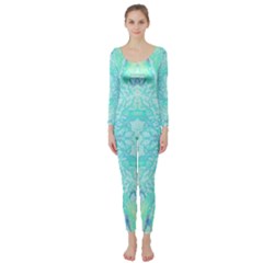 Green Tie Dye Kaleidoscope Opaque Color Long Sleeve Catsuit by Mariart