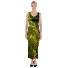 Beautiful Emerald Fairy Ferns In A Fractal Forest Fitted Maxi Dress by jayaprime