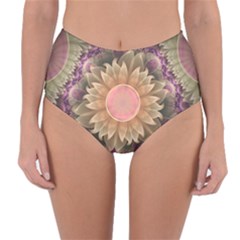 Pastel Pearl Lotus Garden Of Fractal Dahlia Flowers Reversible High-waist Bikini Bottoms by jayaprime