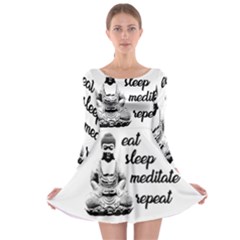 Eat, Sleep, Meditate, Repeat  Long Sleeve Skater Dress by Valentinaart