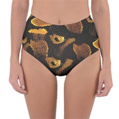 Gold Snake Skin Reversible High-waist Bikini Bottoms by BangZart