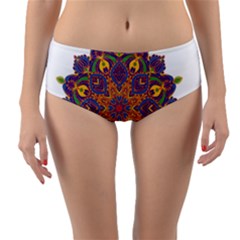 Ornate Mandala Reversible Mid-waist Bikini Bottoms by Valentinaart