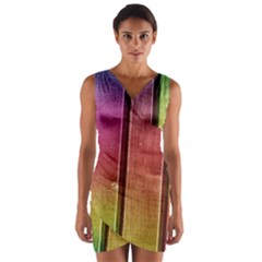 Colourful Wood Painting Wrap Front Bodycon Dress by BangZart