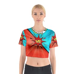 Comic Book Vs With Colorful Comic Speech Bubbles  Cotton Crop Top by LimeGreenFlamingo