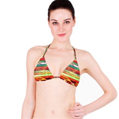 Stripes Color Oil Bikini Top by BangZart