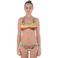 Stripes Color Oil Cross Back Hipster Bikini Set by BangZart