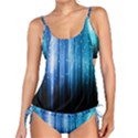 Blue Abstract Vectical Lines Tankini View1