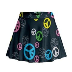 Peace & Love Pattern Mini Flare Skirt by BangZart